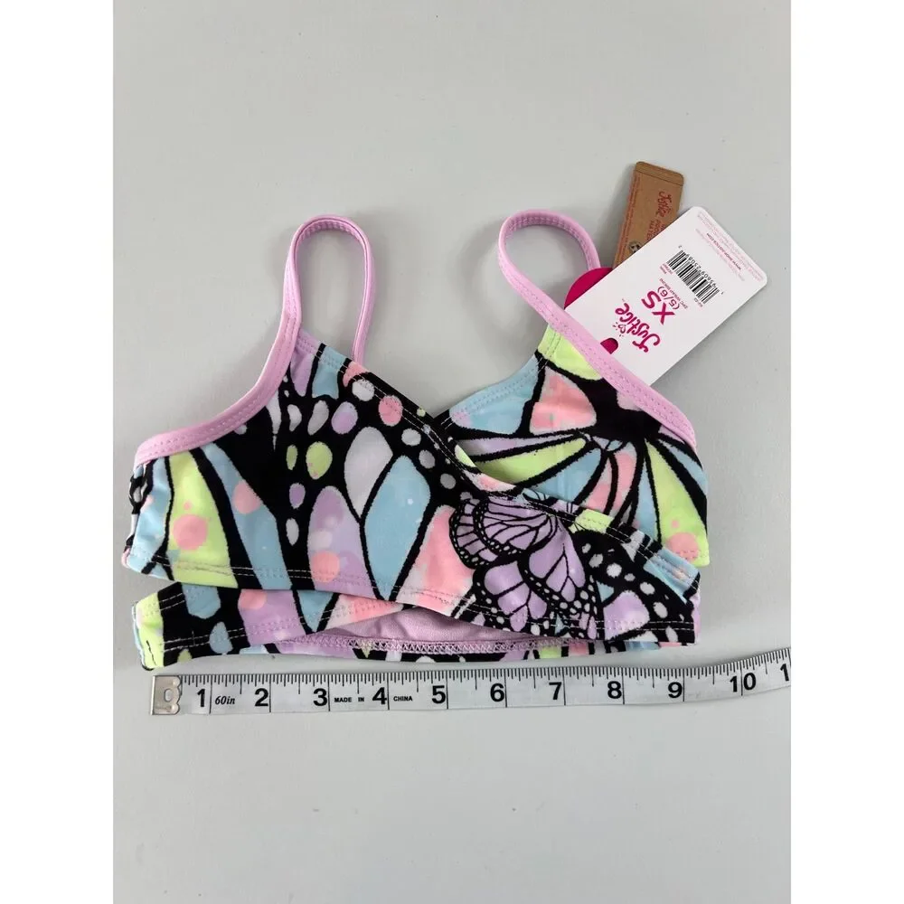 Justice Girls Wrap Bikini Top Pink Multicolor Size XS - New With Tags
